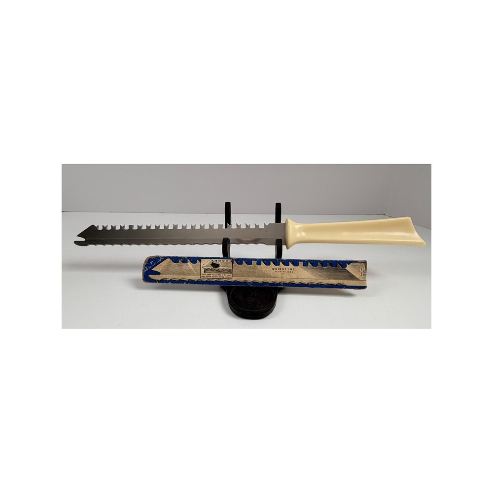Vintage Quikut Quikkle Frozen Food Bread Knife Serrated USA Original Sleeve